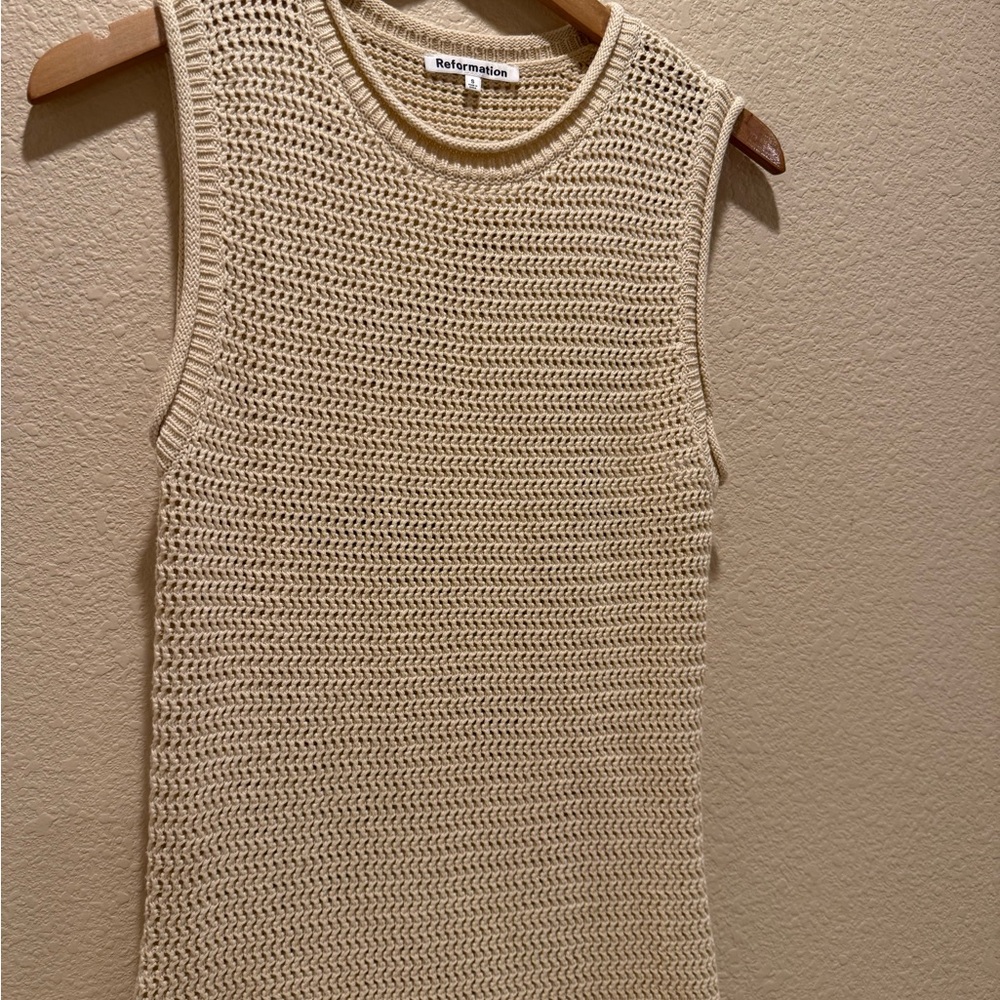 Reformation Nolan Sleeveless Crochet Organic Cotton Sweater Maxi Dress - Picture 10 of 12